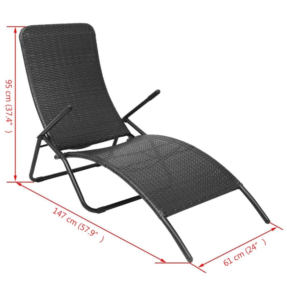 Sun Lounger Black PE rattan, Powder-coated steel Standard. Picture 5