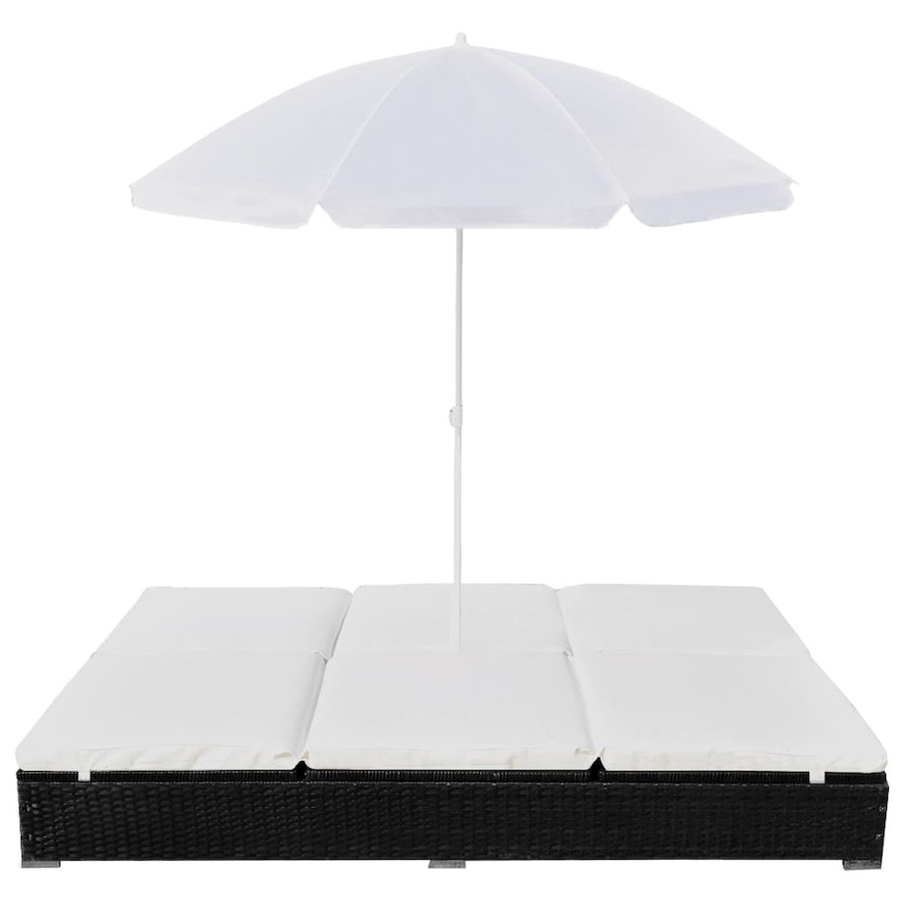 Sun Lounger Black PE rattan 78.7x55.1 in Outdoor Lounge Bed. Picture 2