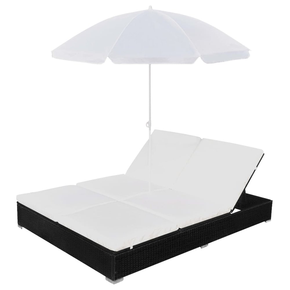 Sun Lounger Black PE rattan 78.7x55.1 in Outdoor Lounge Bed. Picture 3