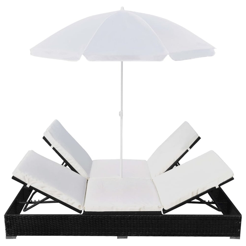 Sun Lounger Black PE rattan 78.7x55.1 in Outdoor Lounge Bed. Picture 4