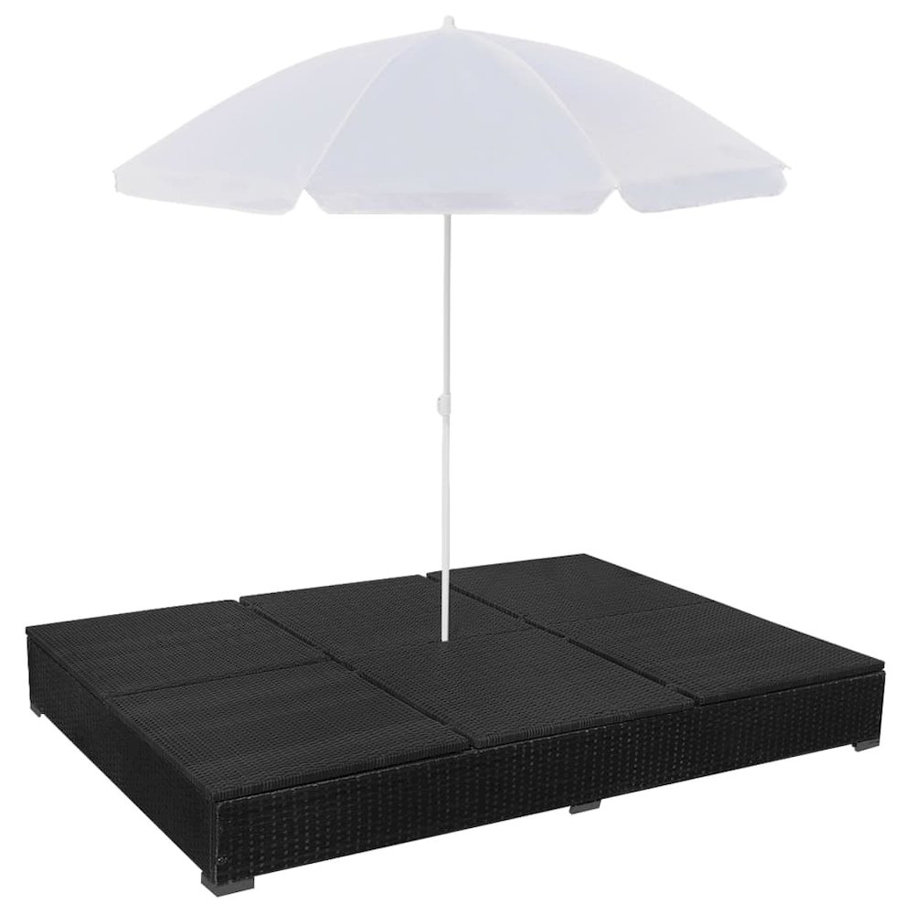 Sun Lounger Black PE rattan 78.7x55.1 in Outdoor Lounge Bed. Picture 6