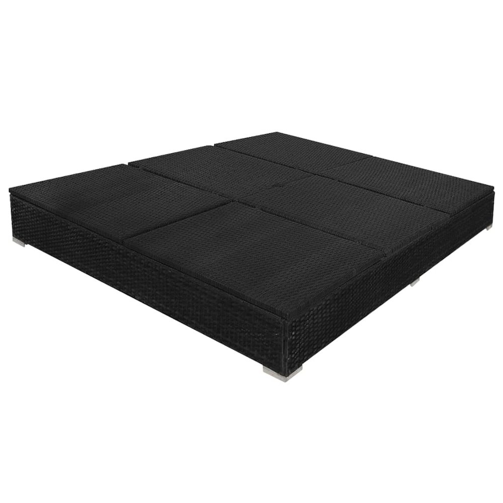 Sun Lounger Black PE rattan 78.7x55.1 in Outdoor Lounge Bed. Picture 7