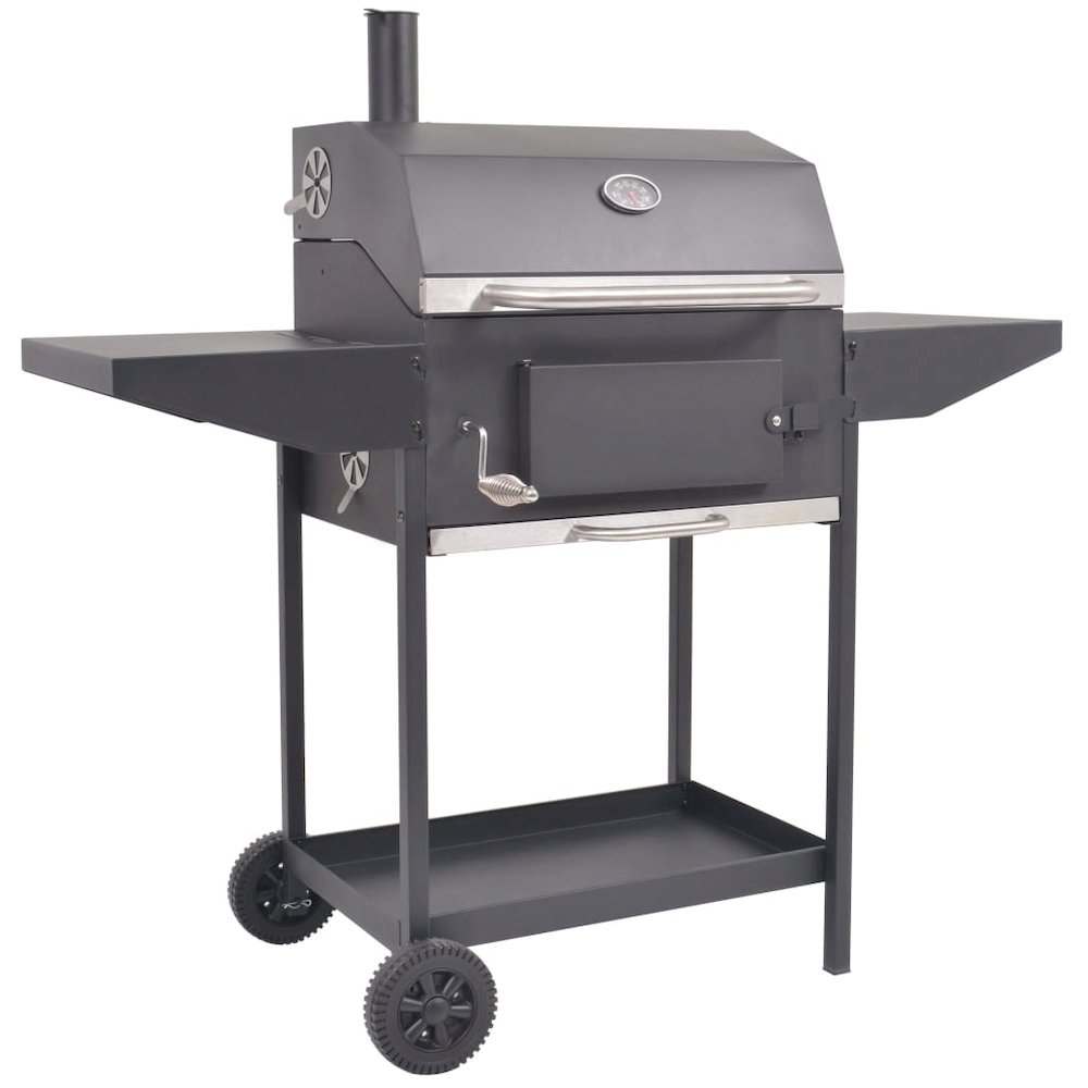 vidaXL BBQ Charcoal Smoker with Bottom Shelf Black, 43048. Picture 6
