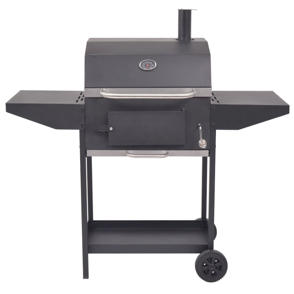 vidaXL BBQ Charcoal Smoker with Bottom Shelf Black, 43048. Picture 2