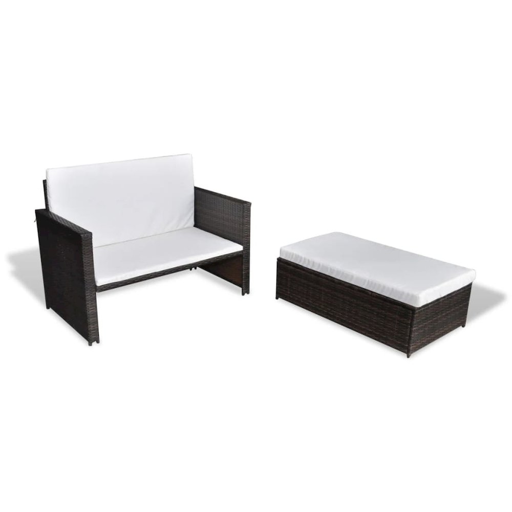 Outdoor Furniture Set Brown PE Rattan 2-seater Modular. Picture 2