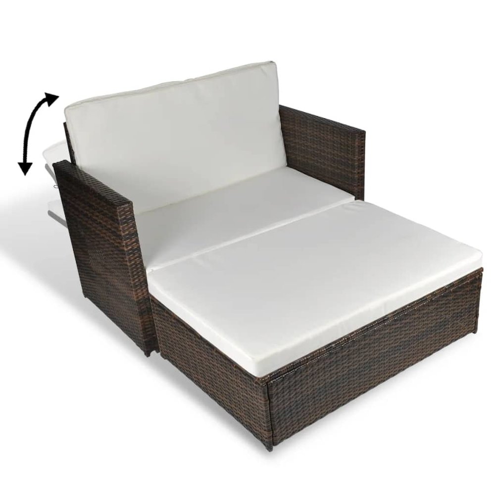 Outdoor Furniture Set Brown PE Rattan 2-seater Modular. Picture 3