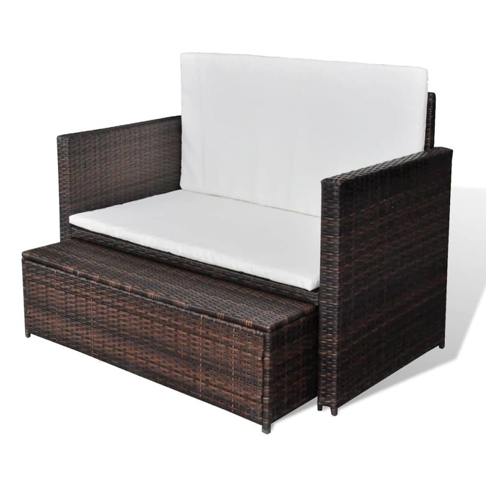 Outdoor Furniture Set Brown PE Rattan 2-seater Modular. Picture 4