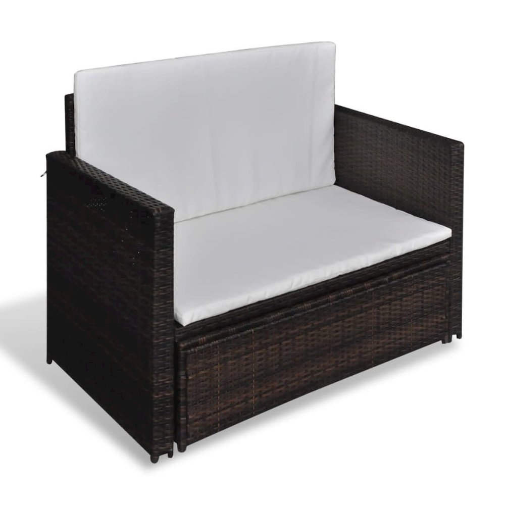 Outdoor Furniture Set Brown PE Rattan 2-seater Modular. Picture 5