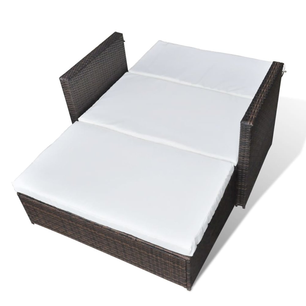 Outdoor Furniture Set Brown PE Rattan 2-seater Modular. Picture 6