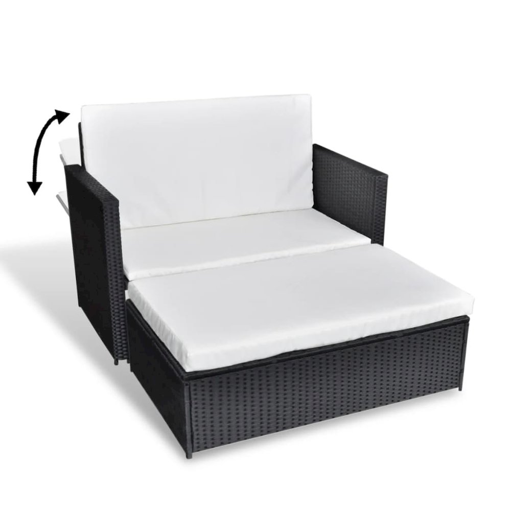 Outdoor Furniture Set Black Powder-coated steel Medium. Picture 3