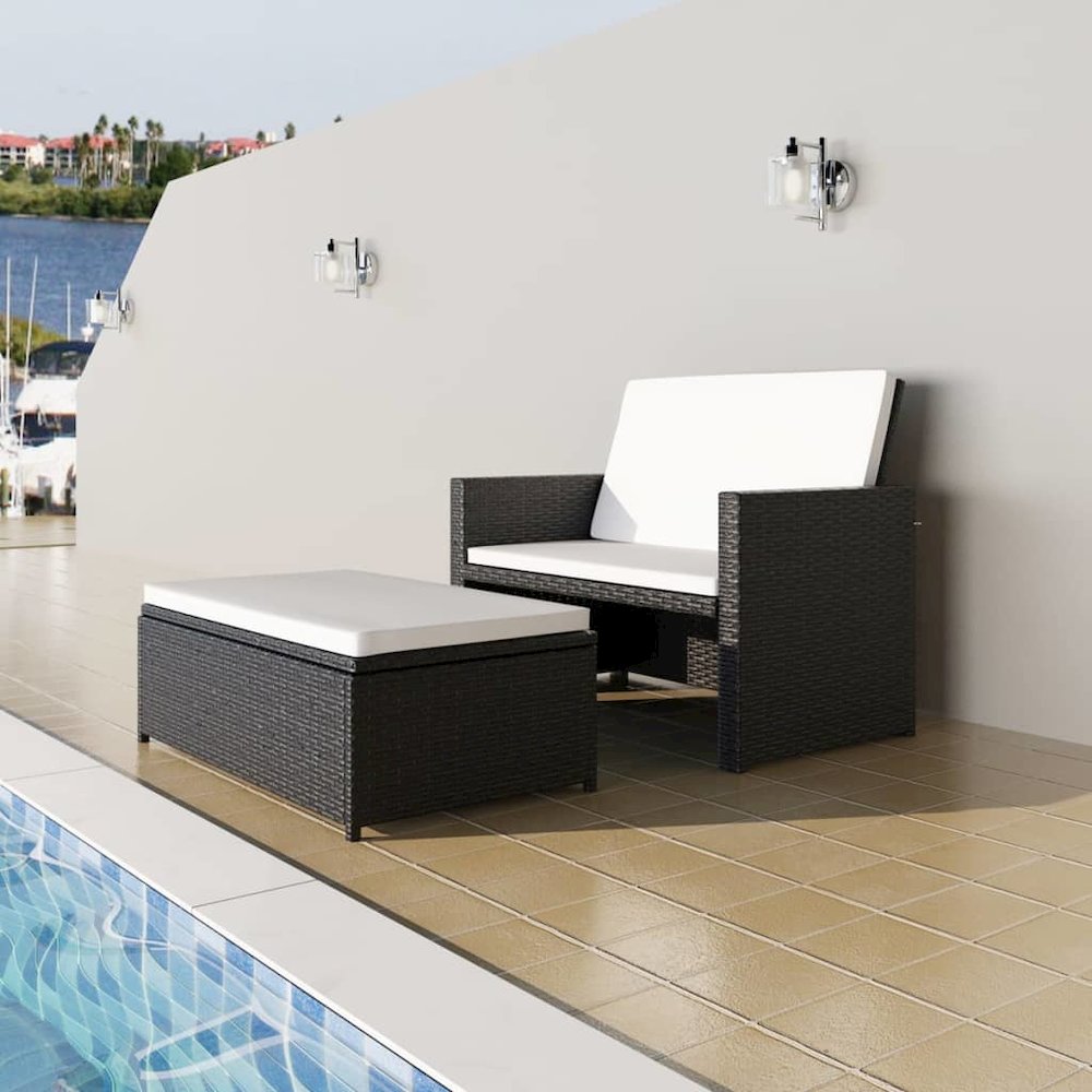 Outdoor Furniture Set Black Powder-coated steel Medium. Picture 1