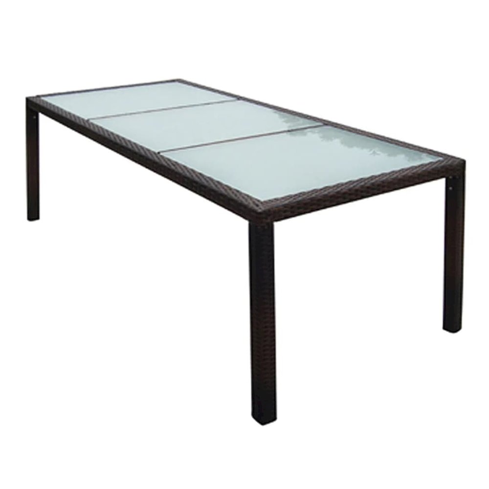 Outdoor Furniture Set Brown Steel frame, PE rattan, Glass Large. Picture 4