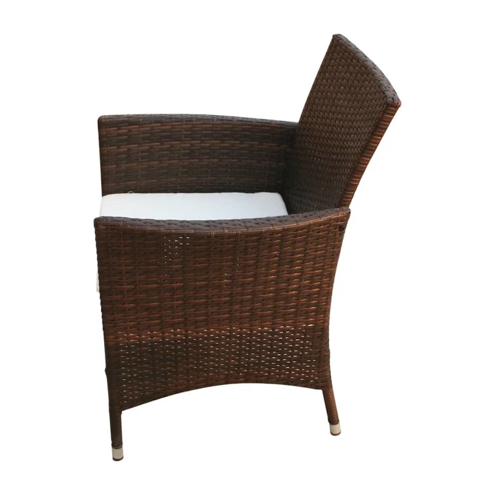 Outdoor Furniture Set Brown Steel frame, PE rattan, Glass Large. Picture 5