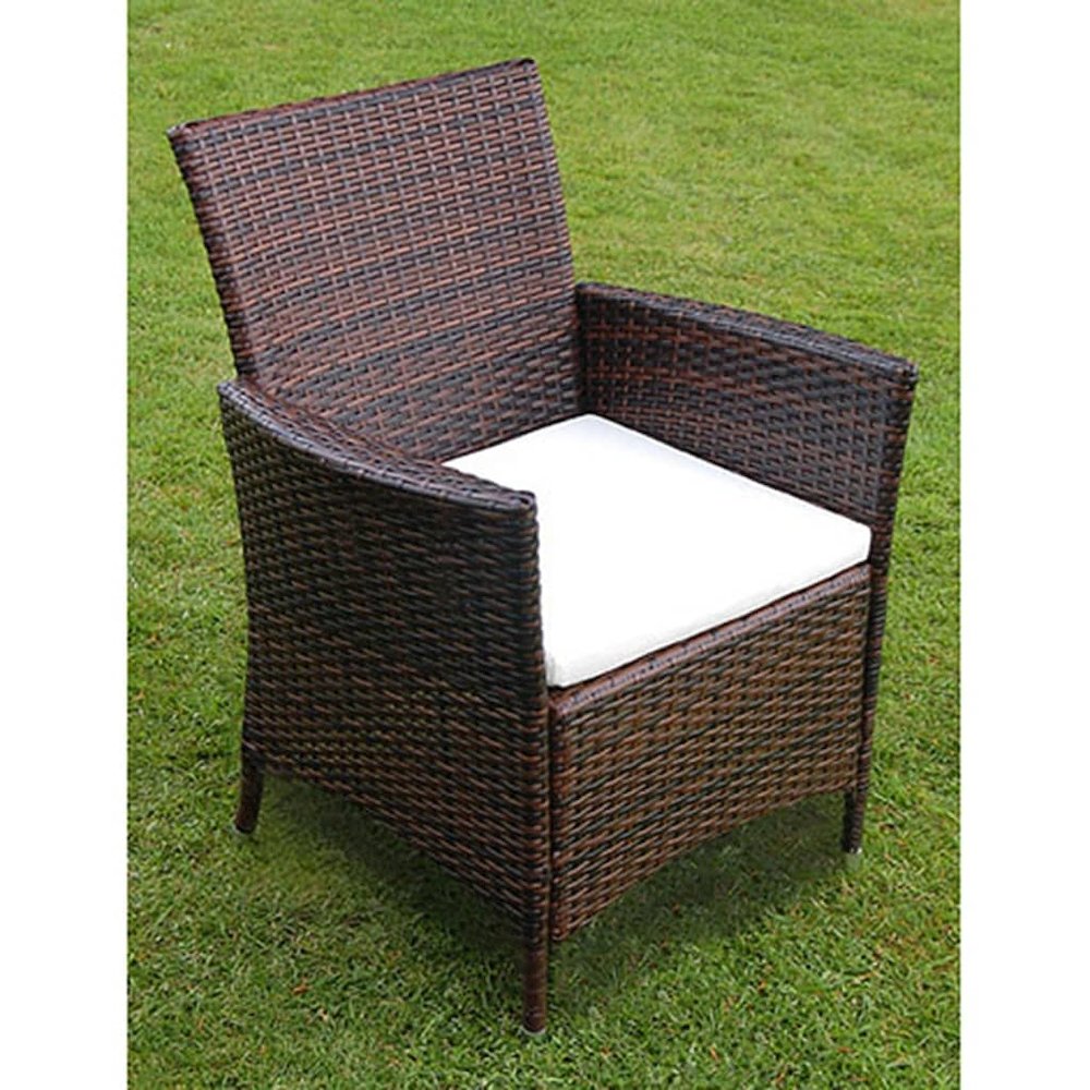 Outdoor Furniture Set Brown Steel frame, PE rattan, Glass Large. Picture 7