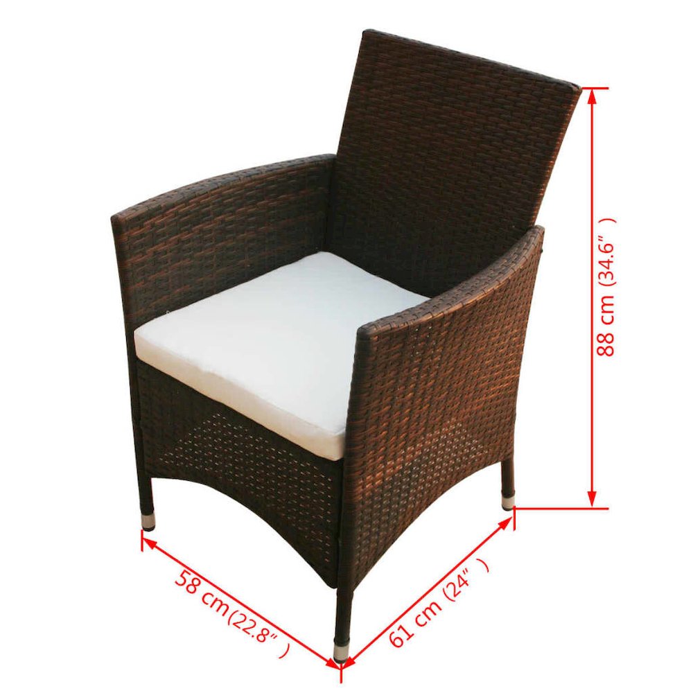 Outdoor Furniture Set Brown Steel frame, PE rattan, Glass Large. Picture 8