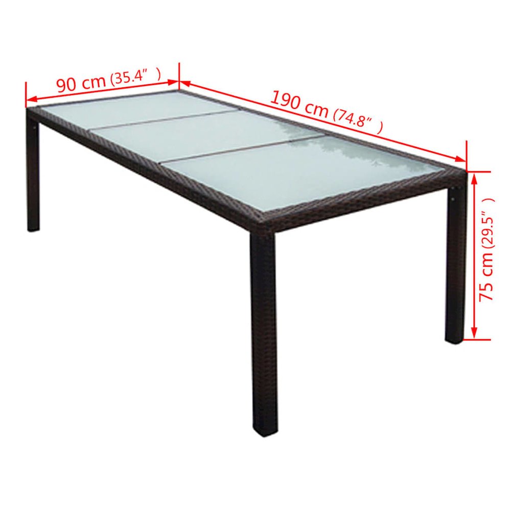 Outdoor Furniture Set Brown Steel frame, PE rattan, Glass Large. Picture 9