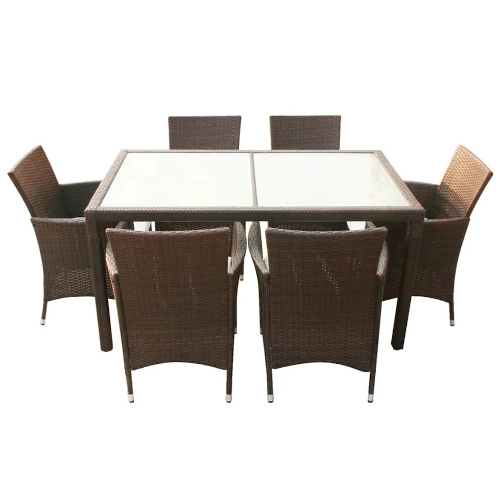 Outdoor Furniture Set Brown PE Rattan 7 Piece Seats Many. Picture 3