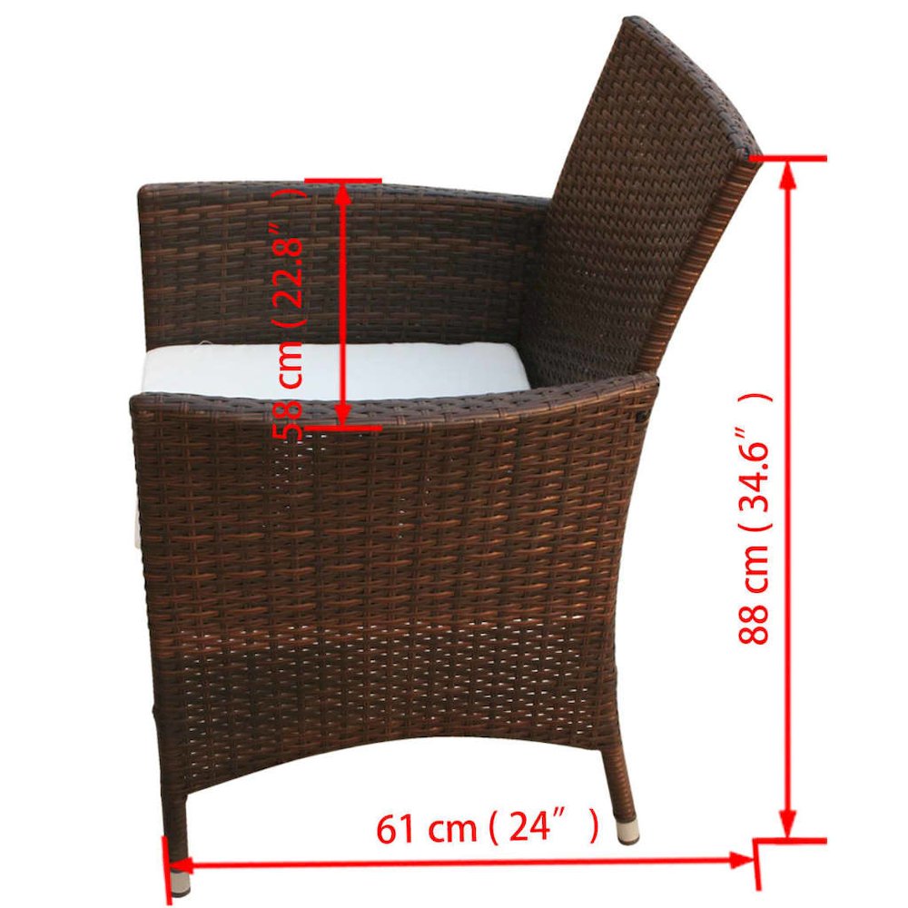 Outdoor Furniture Set Brown PE Rattan 7 Piece Seats Many. Picture 8
