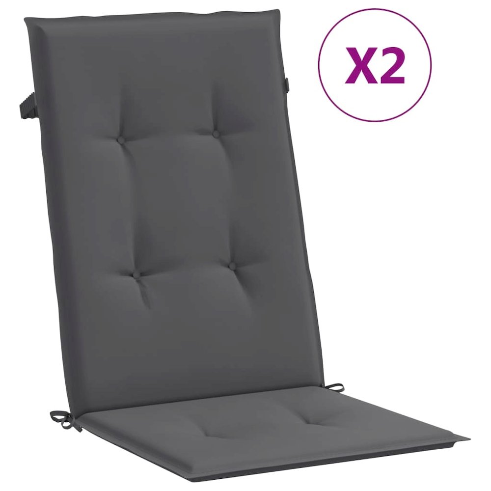Highback Chair Cushion Set of 2 Anthracite 100% Polyester. Picture 2