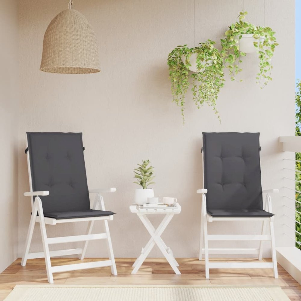 Highback Chair Cushion Set of 2 Anthracite 100% Polyester. Picture 1