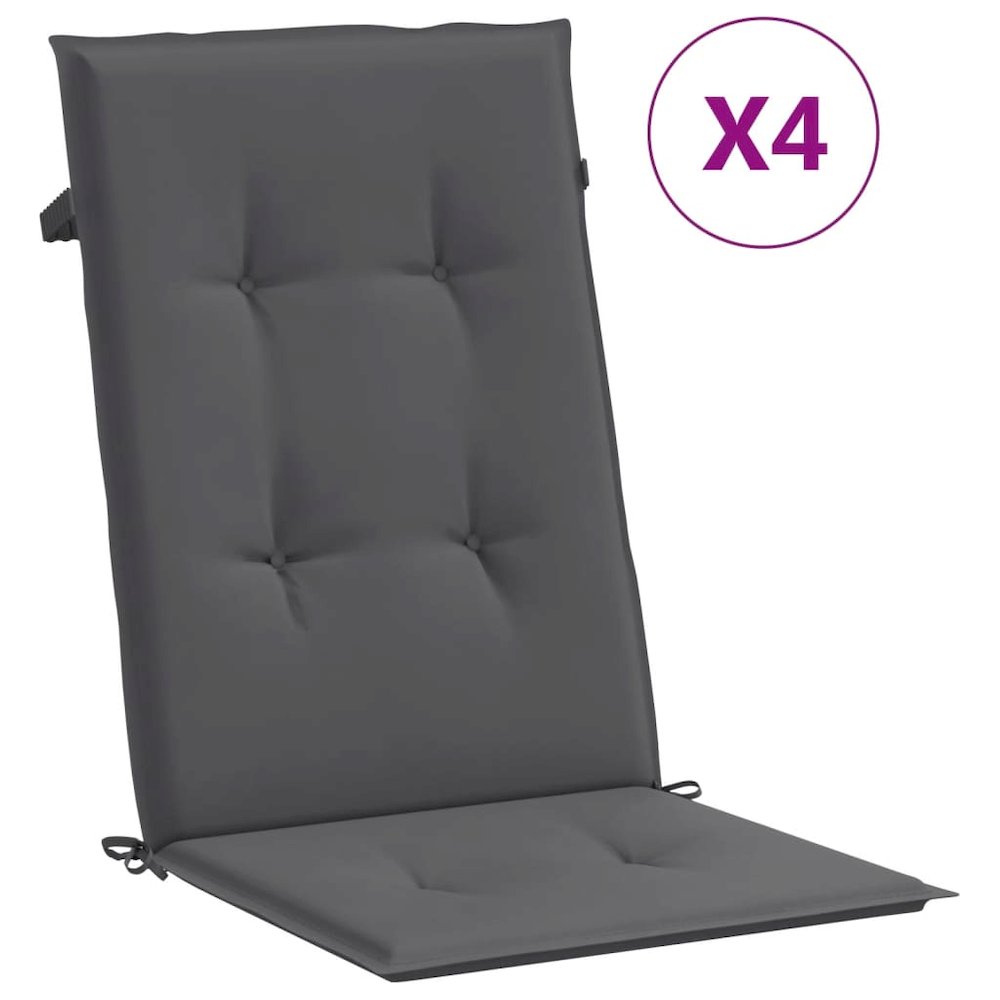 Highback Chair Cushion Set of 4 Anthracite Polyester. Picture 2