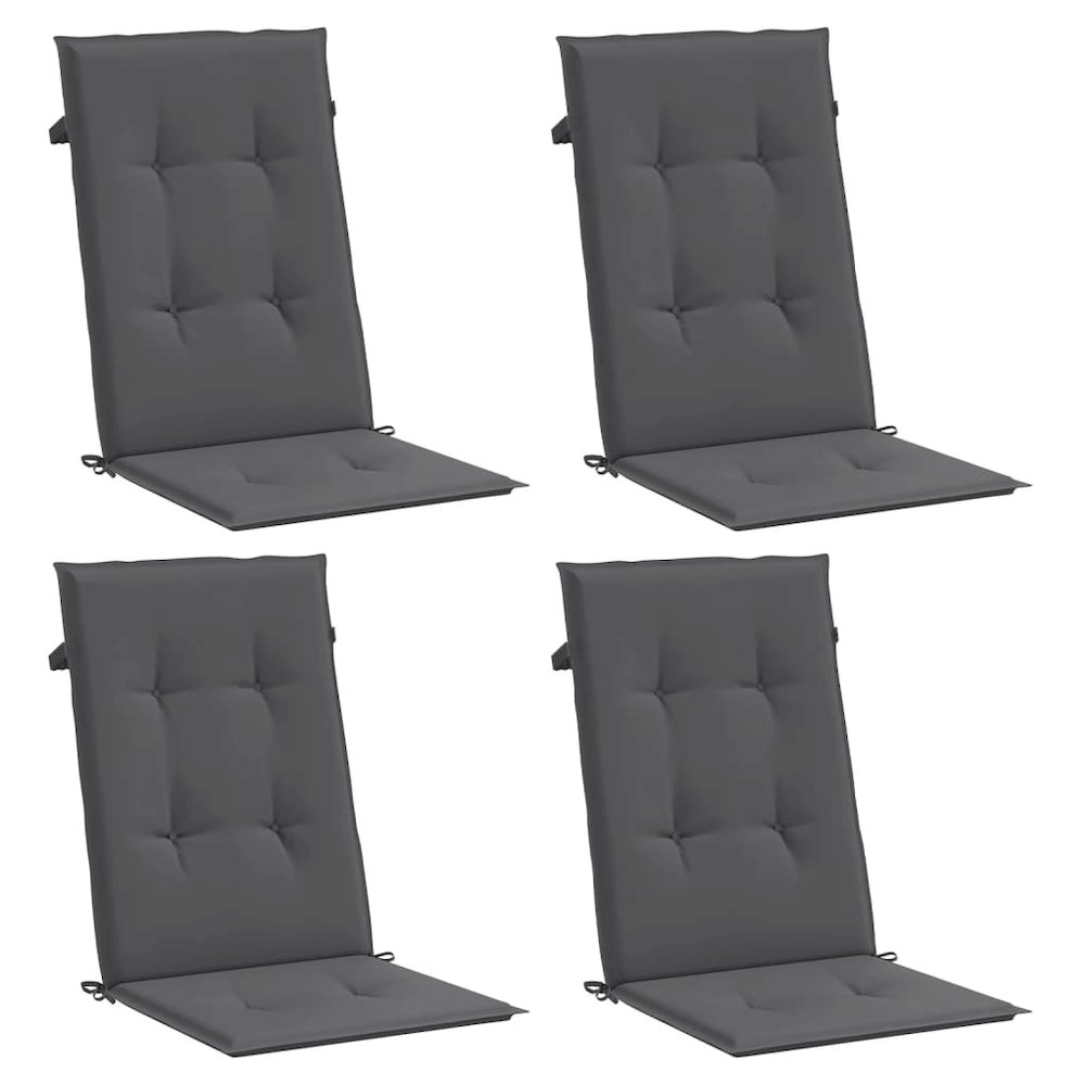 Highback Chair Cushion Set of 4 Anthracite Polyester. Picture 3