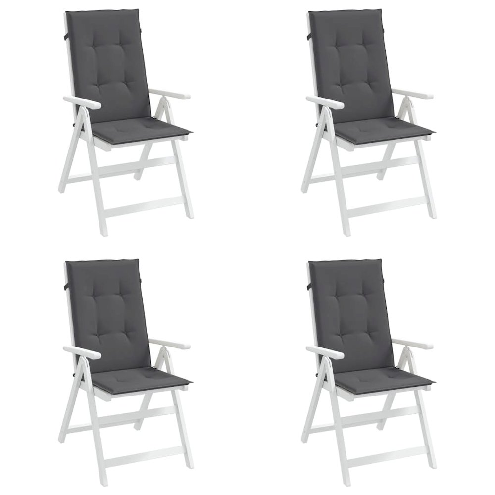 Highback Chair Cushion Set of 4 Anthracite Polyester. Picture 4