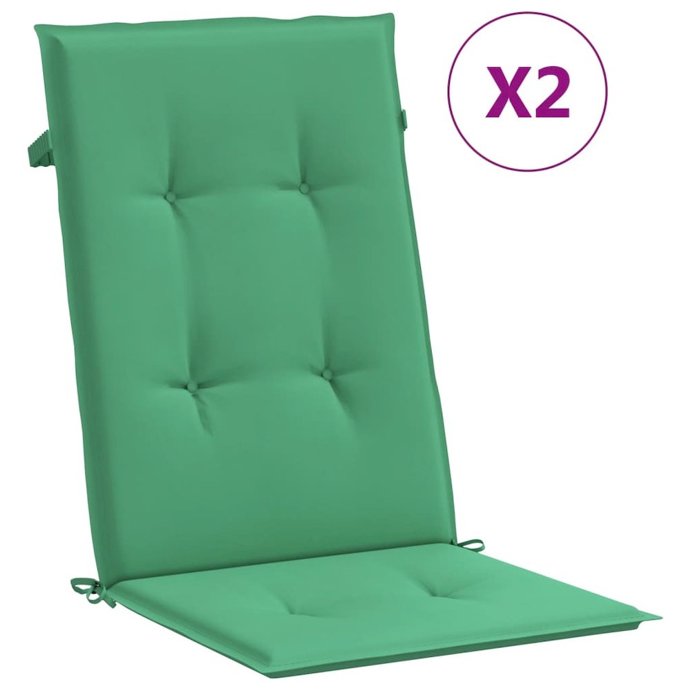 Highback Chair Cushion Set of 2 Green 100% Polyester. Picture 2