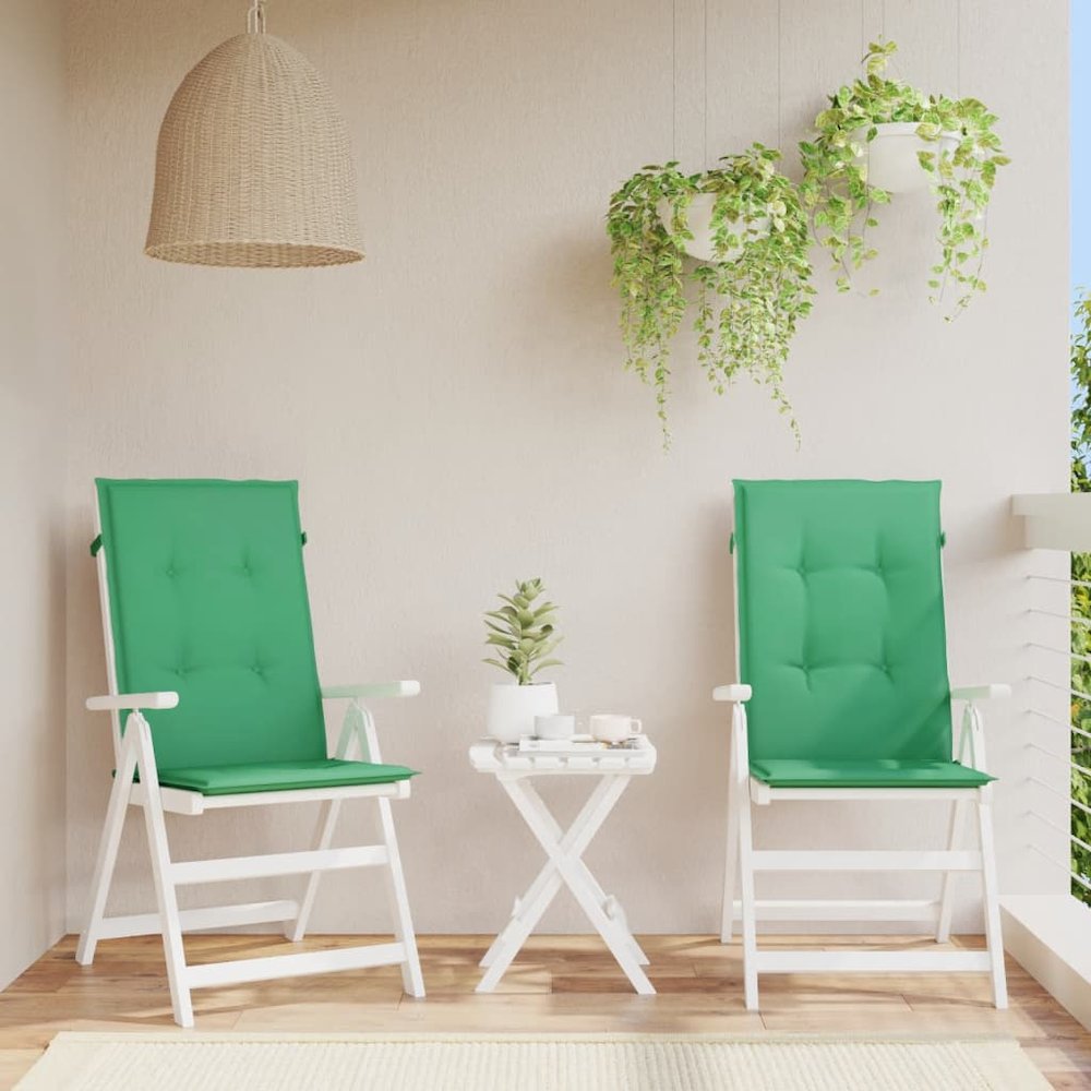 Highback Chair Cushion Set of 2 Green 100% Polyester. Picture 1