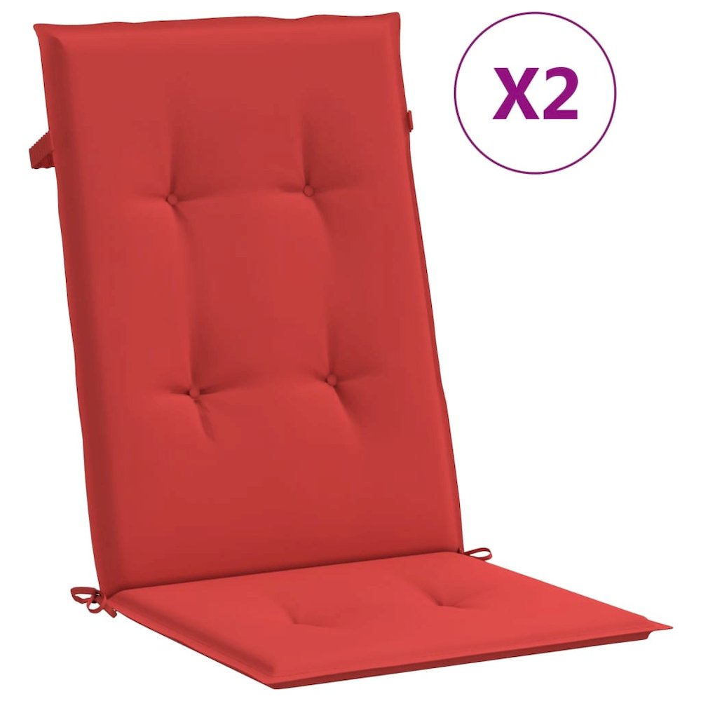 Highback Chair Cushion Set of 2 Red 100% polyester. Picture 2