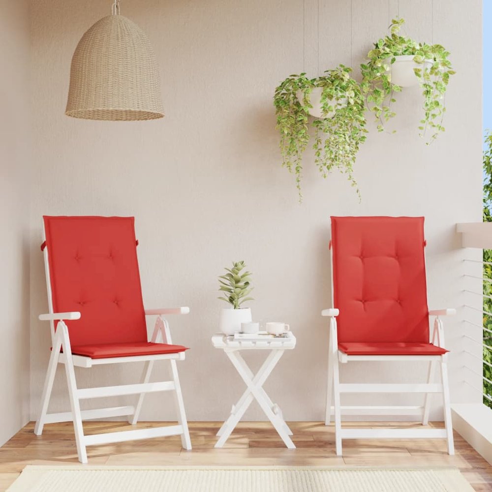 Highback Chair Cushion Set of 2 Red 100% polyester. Picture 1
