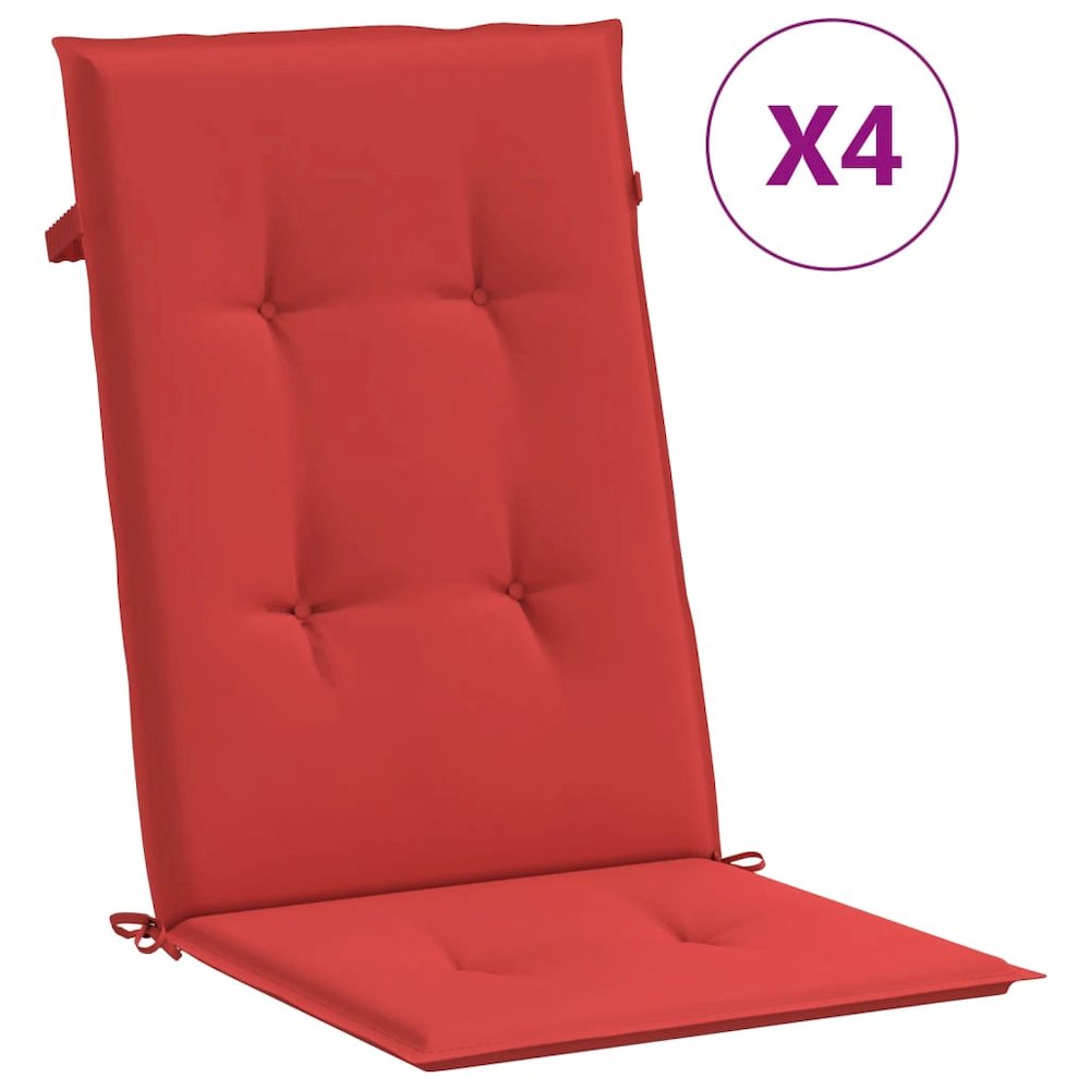 Highback Chair Cushion Set of 4 Red 100% Polyester. Picture 2