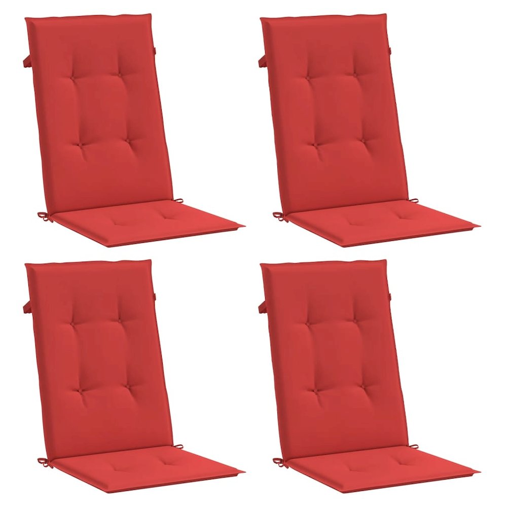 Highback Chair Cushion Set of 4 Red 100% Polyester. Picture 3