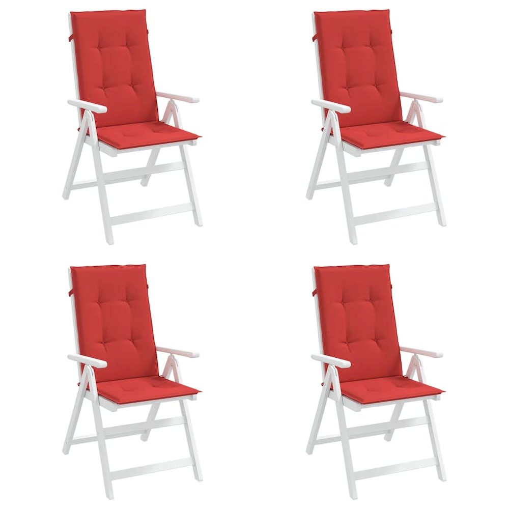 Highback Chair Cushion Set of 4 Red 100% Polyester. Picture 4