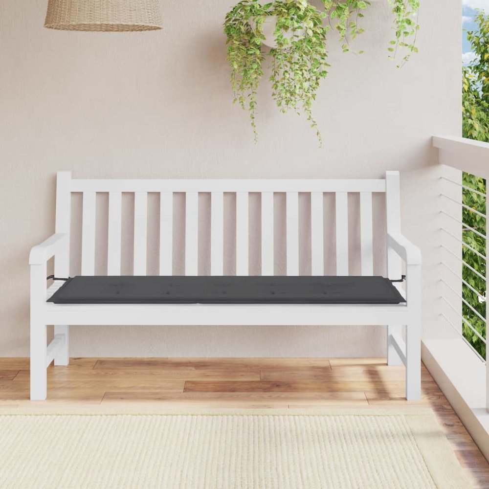 Garden Bench Cushion Anthracite Oxford fabric (100% polyester). Picture 1