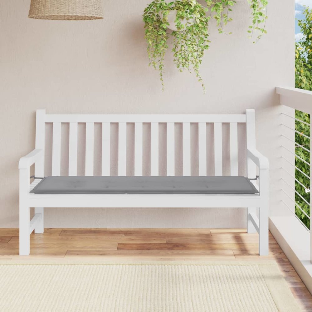 Garden Bench Cushion Gray Oxford fabric (100% polyester). Picture 1