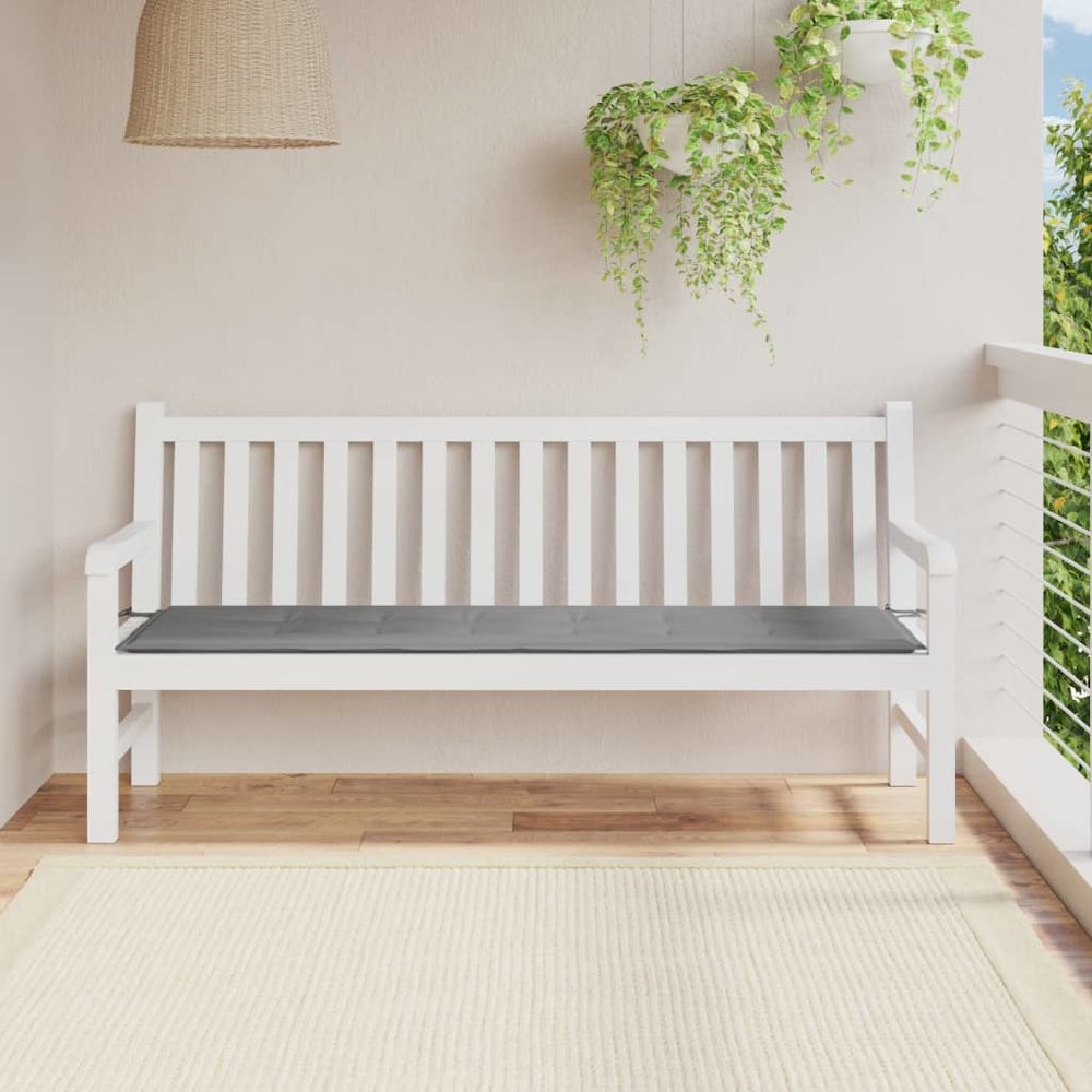 Garden Bench Cushion Grey Oxford fabric (100% polyester). Picture 1