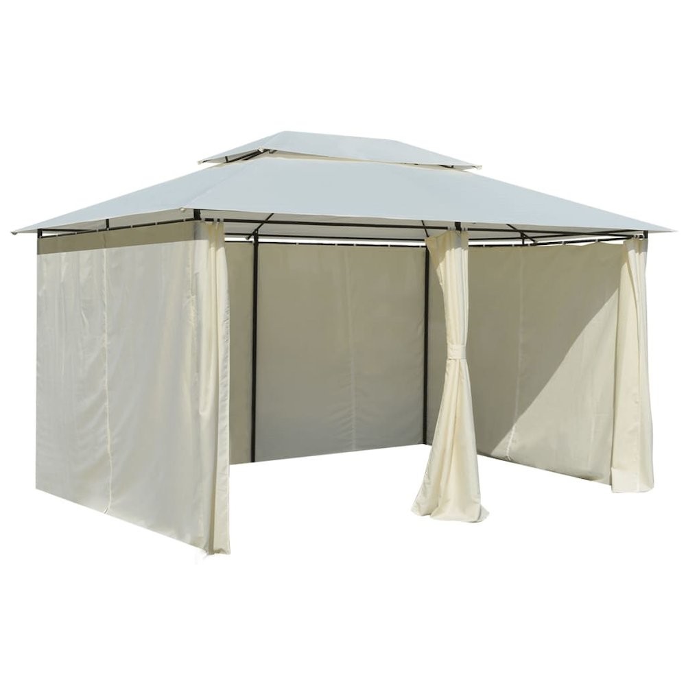 vidaXL Garden Marquee with Curtains 157.5"x118.1" White , 43216. Picture 5