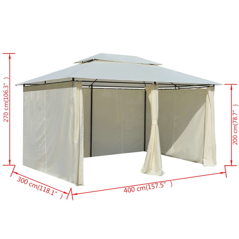 vidaXL Garden Marquee with Curtains 157.5"x118.1" White , 43216. Picture 8
