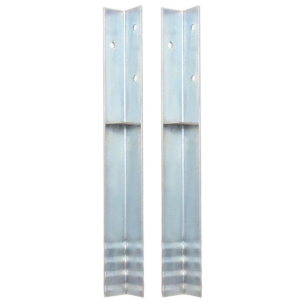 vidaXL L-shaped Ground Anchors 2 pcs Galvanised Steel 2"x2"x19.7", 142301. Picture 1