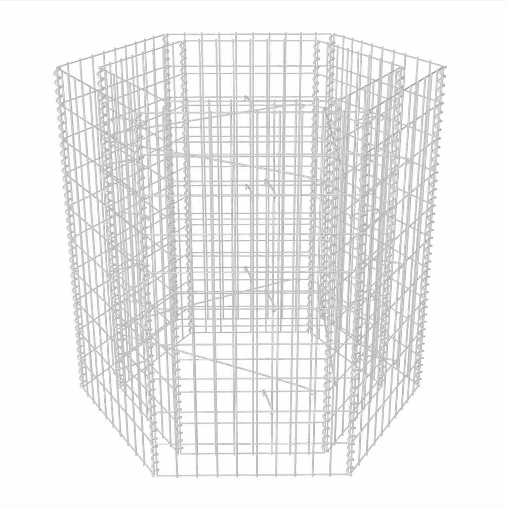 Gabion Raised Bed Silver Galvanized Steel 39.4 x 35.4 x 39.4 in. Picture 1