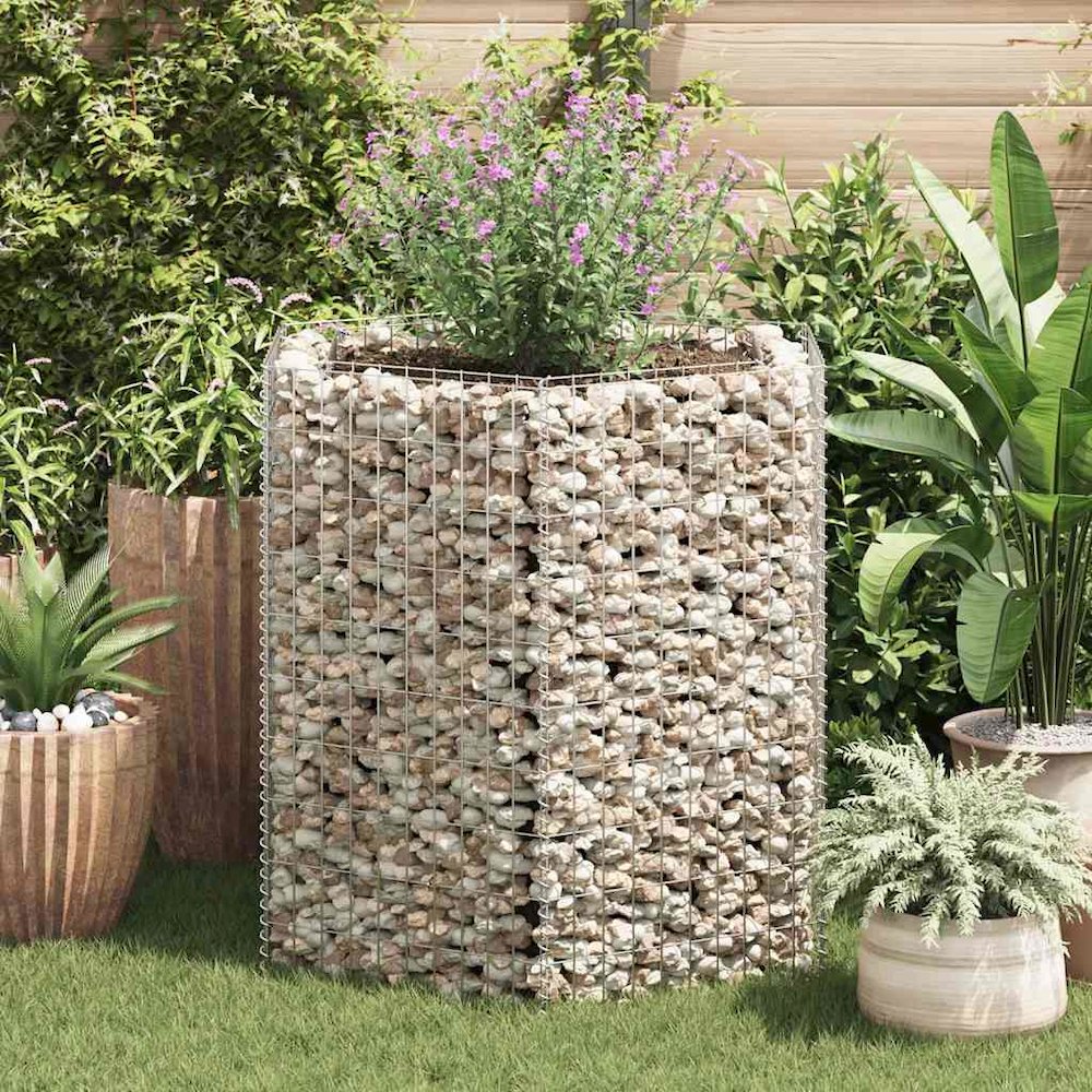 Gabion Raised Bed Silver Galvanized Steel 39.4 x 35.4 x 39.4 in. Picture 3
