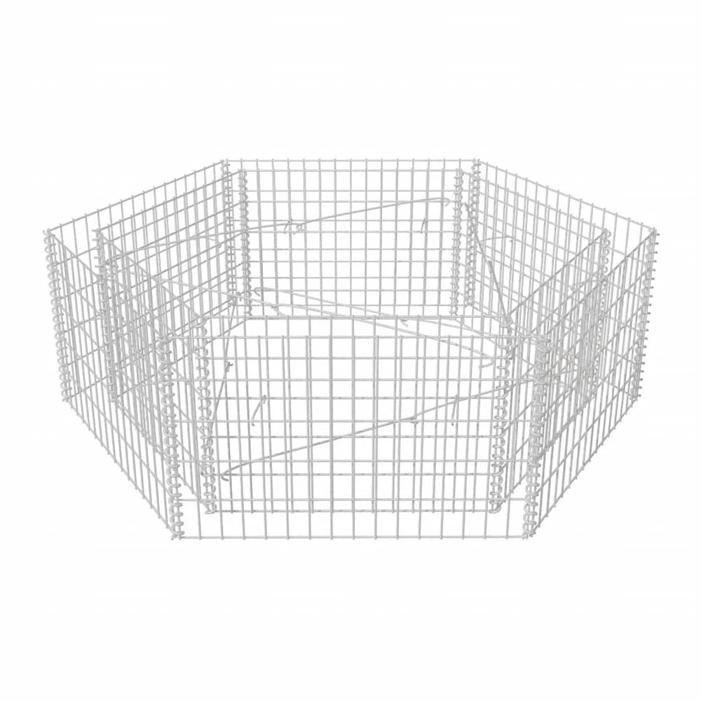 Gabion Raised Bed Silver Galvanized Steel 63x55.1x19.7 in. Picture 1