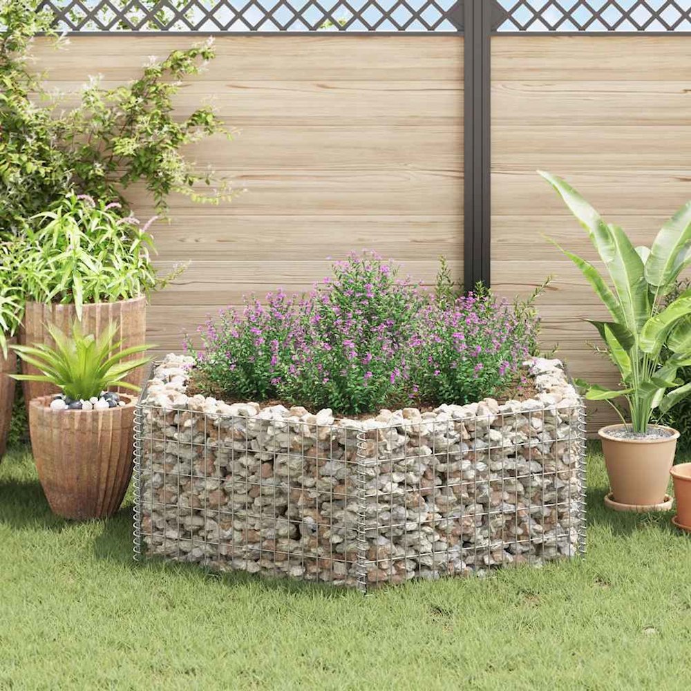 Gabion Raised Bed Silver Galvanized Steel 63x55.1x19.7 in. Picture 3
