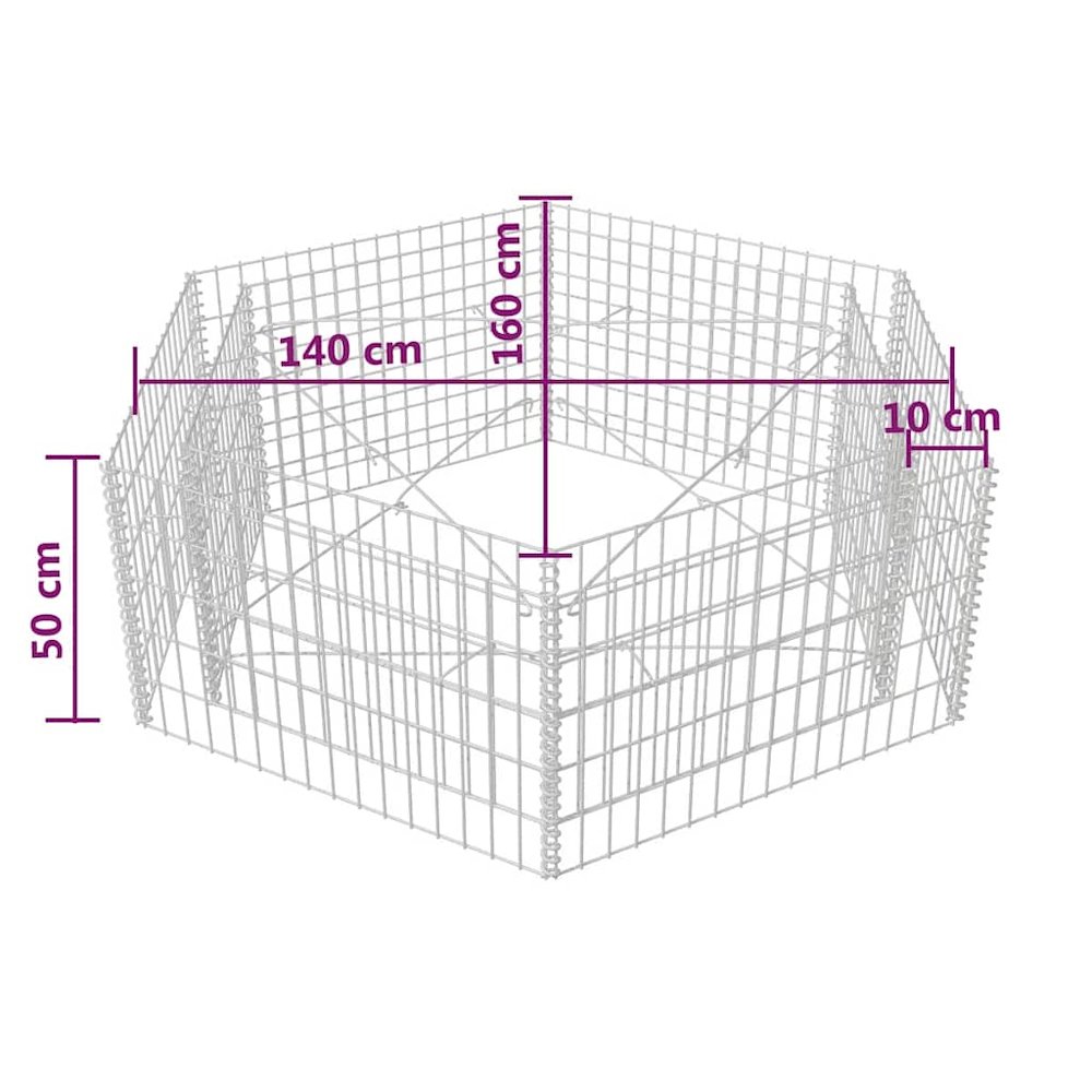 Gabion Raised Bed Silver Galvanized Steel 63x55.1x19.7 in. Picture 7