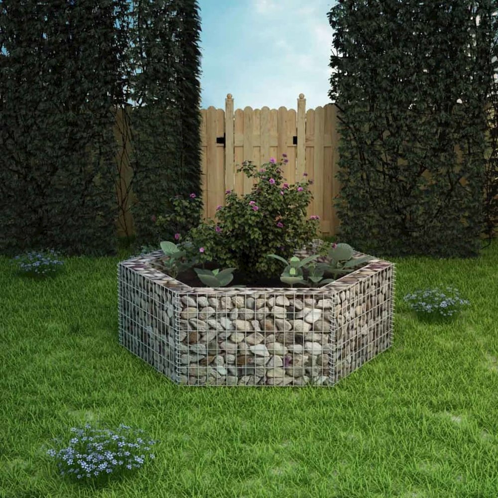 Gabion Raised Bed Silver Galvanized Steel 63x55.1x19.7 in. Picture 2