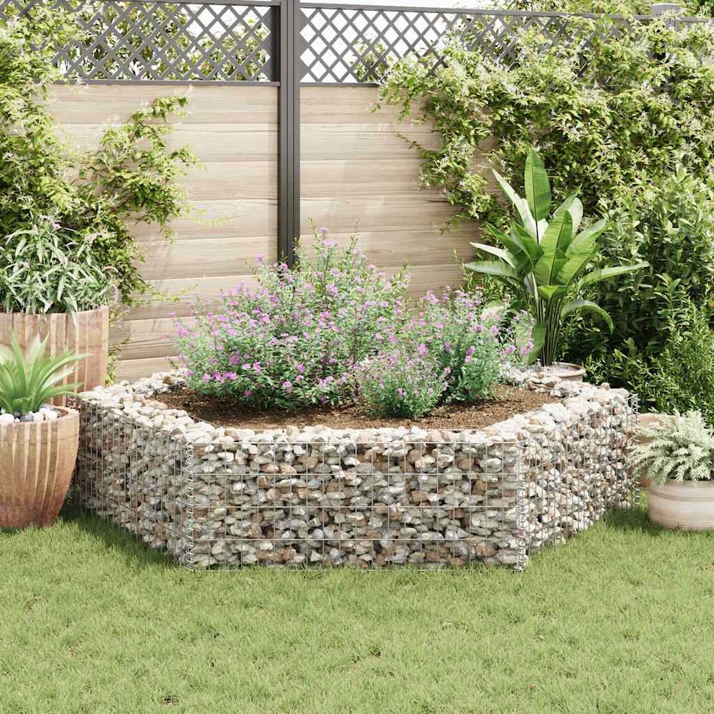 Gabion Raised Bed Silver Galvanized Steel 78.7x68.1x15.7 in. Picture 3