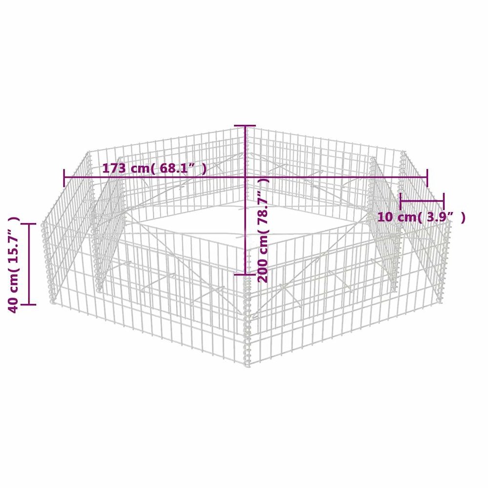 Gabion Raised Bed Silver Galvanized Steel 78.7x68.1x15.7 in. Picture 7