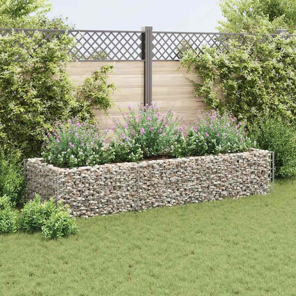 Gabion Raised Bed Silver Galvanized Steel 106.3 x 35.4 x 19.7 in. Picture 5