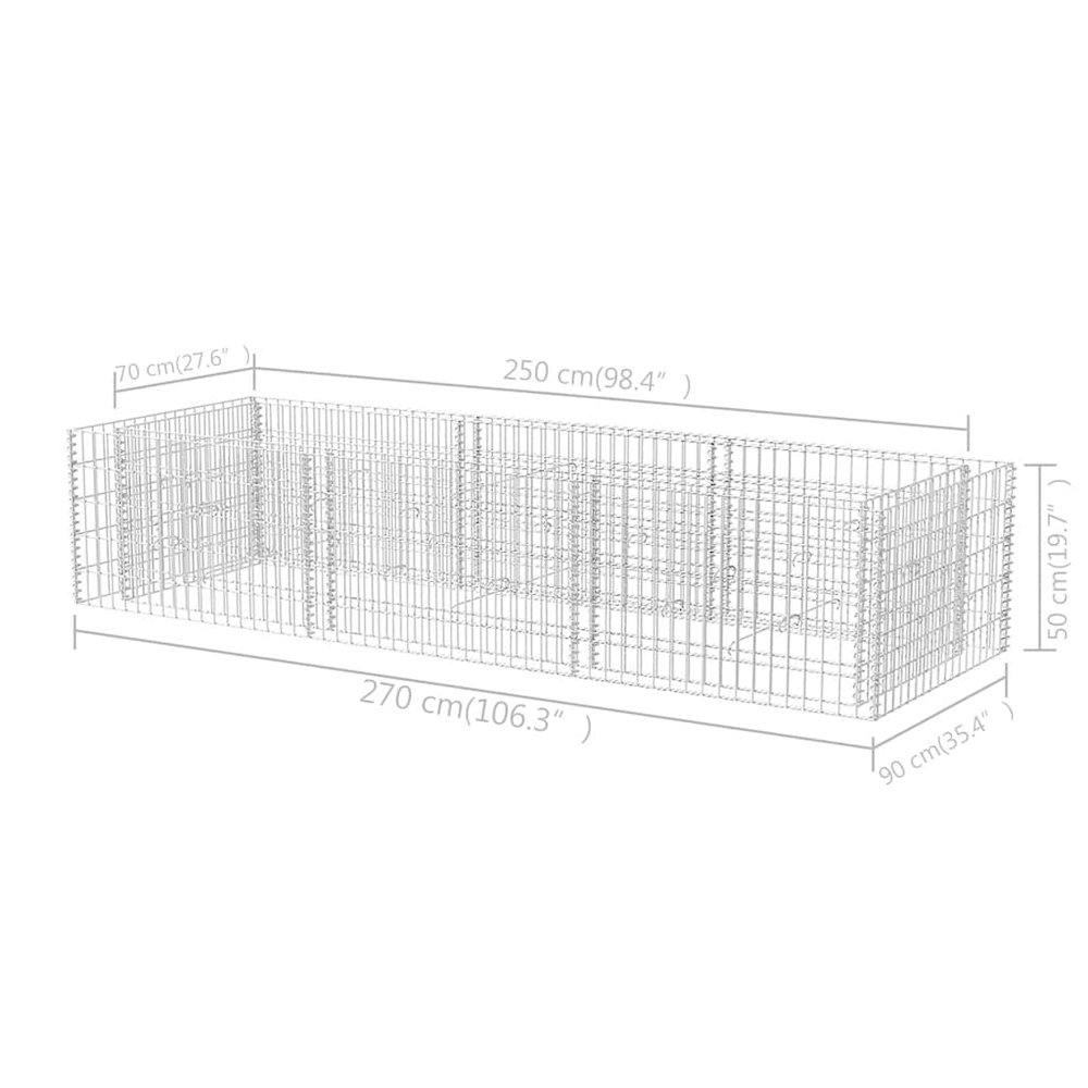 Gabion Raised Bed Silver Galvanized Steel 106.3 x 35.4 x 19.7 in. Picture 8